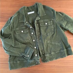 Meri Skye Women's Olive Army Green Jean Jacket